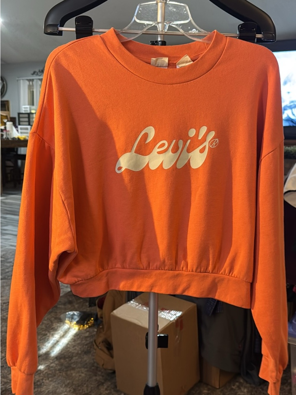 Levi's Orange Crewneck Sweatshirt with White Script Logo #118